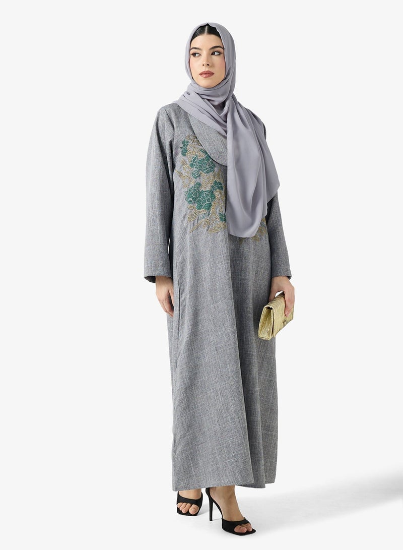 hayas closet Embroidered Abaya With Sheila - Image 2
